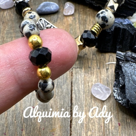 Dalmatian jasper  ring handmade beaded bohemian - Picture 2 of 3